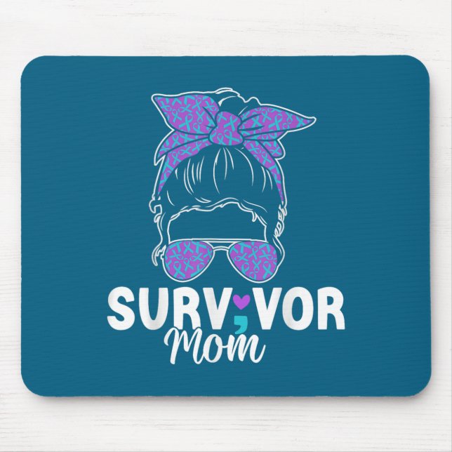 Survivor Mom - Semicolon Suicide Prevention Awaren Mousepad (Vorne)