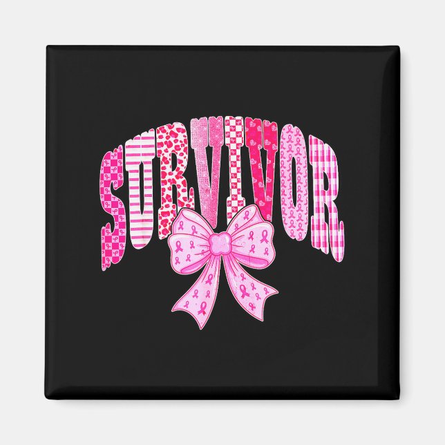 Survivor Nk Ribbon Coquette Bow Breast Cancer Awar Magnet (Vorne)