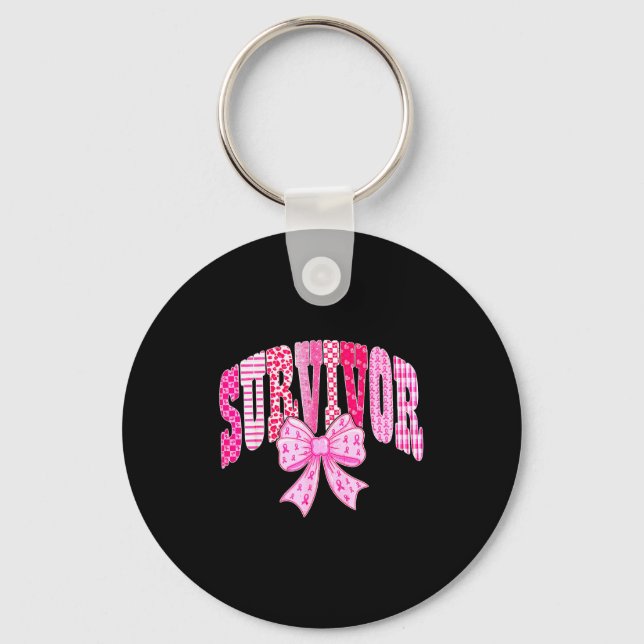 Survivor Nk Ribbon Coquette Bow Breast Cancer Awar Schlüsselanhänger (Vorderseite)