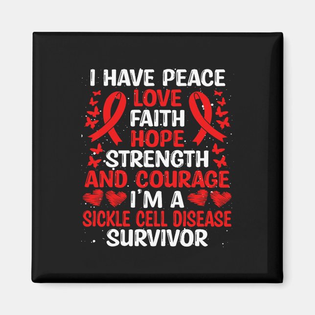 Survivor Peace Hope Liebe Sickle Cell Disease Awar Magnet (Vorne)