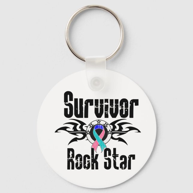 Survivor Rock Star - Schilddrüsenkrebserkrankung Ü Schlüsselanhänger (Vorderseite)