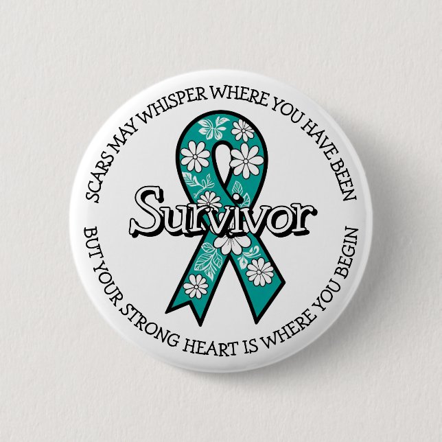Survivor SA Teal Awareness Ribbon Button (Vorderseite)