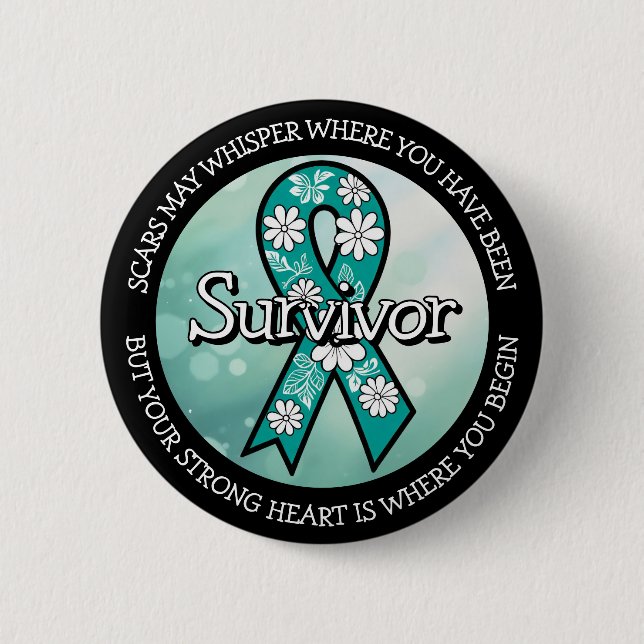 Survivor SA Teal Awareness Ribbon Button (Vorderseite)