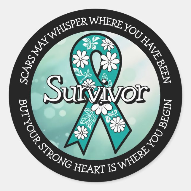 Survivor SA Teal Awareness Ribbon Runder Aufkleber (Vorderseite)
