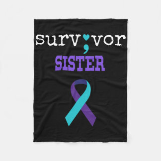 Survivor Sister Semicolon Geschenk Suizidpräventio Fleecedecke