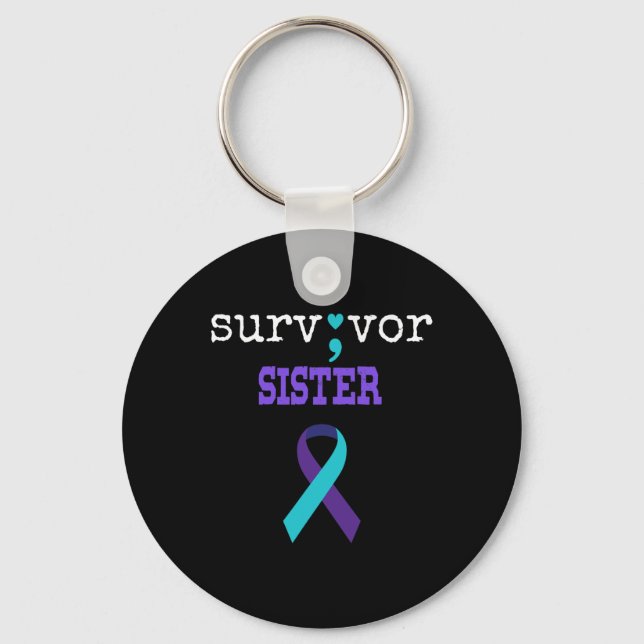 Survivor Sister Semicolon Geschenk Suizidpräventio Schlüsselanhänger (Vorderseite)