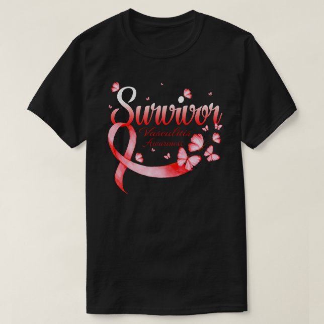 Survivor Vasculitis Awareness Butterfly T-Shirt (Design vorne)