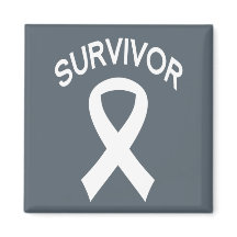 Survivor White Lung Cancer Band Square Magnet