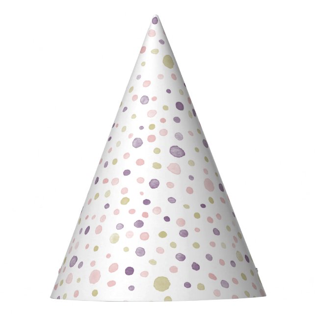 Susan Confetti Watercolor Dots Party Hat Partyhütchen (Vorderseite)