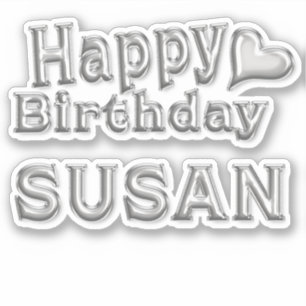 Susan Happy Birthday silver Aufkleber Sticker