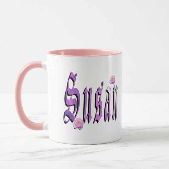 Susan, Name, Logo, Pink Combo Kaffee Tasse. Tasse (Links)