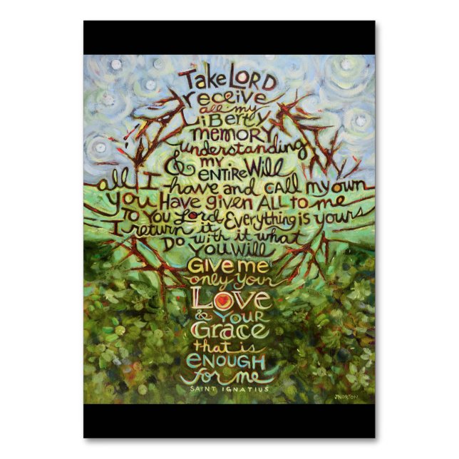 Suscipe Gebet des heiligen Ignatius, nehmen Sie Lo Tischnummer (Vorderseite)