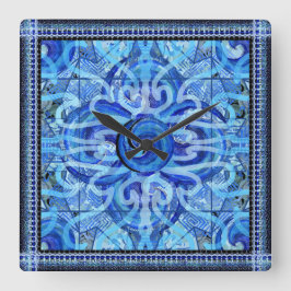 Susea Blue Studios Wave Mandela Clock Quadratische Wanduhr