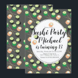 Sush Rolls Gray Birthday Hibachi Restaurant Einladung<br><div class="desc">Ombre Sushi Roll Einladungen Illustration entworfen von Dream Big Digital Design</div>