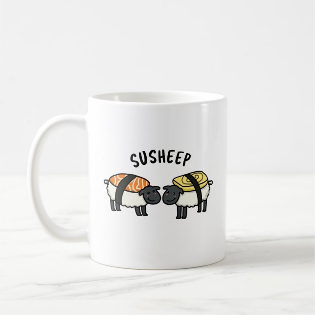 Susheep Funny Sushi Sheep Pun Kaffeetasse (Links)