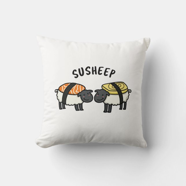 Susheep Funny Sushi Sheep Pun Kissen (Vorderseite)