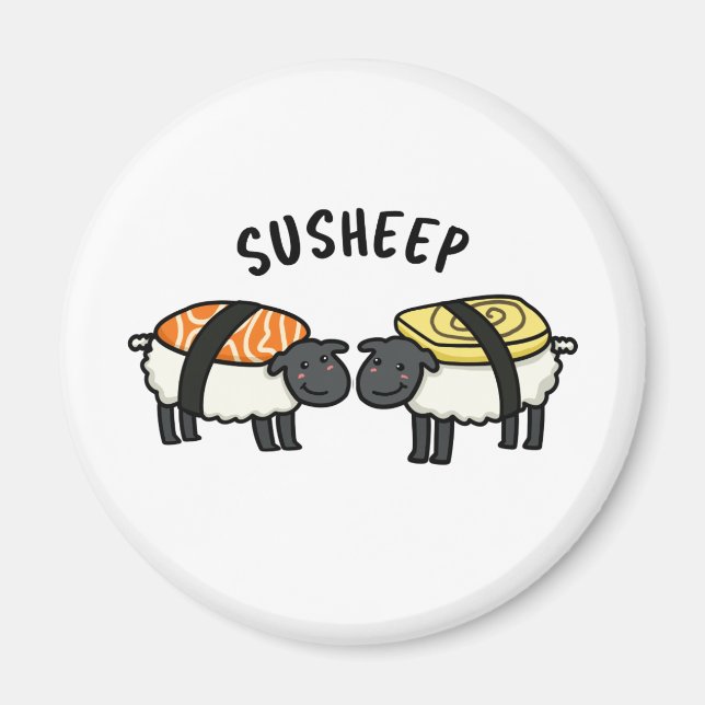 Susheep Funny Sushi Sheep Pun Magnet (Vorne)
