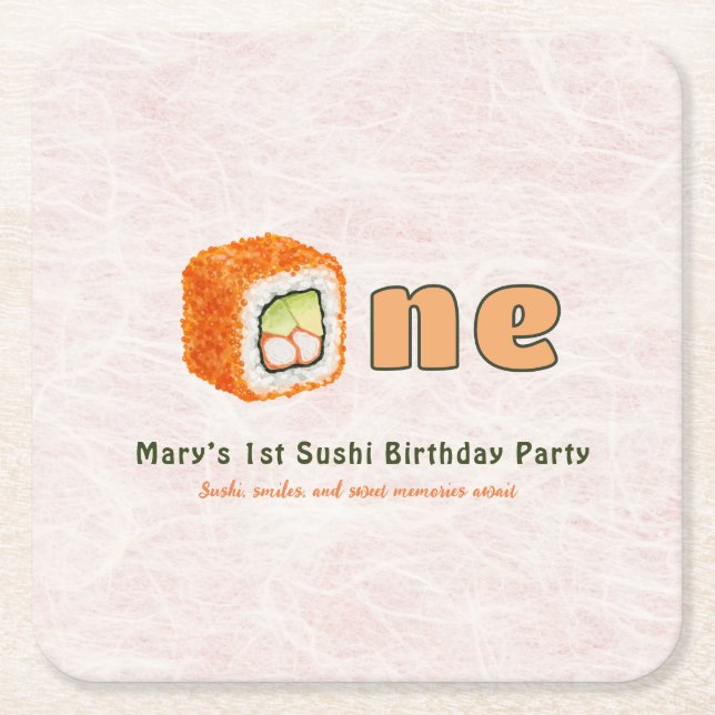 Sushi- 1st Birthday Rechteckiger Pappuntersetzer (Vorderseite)