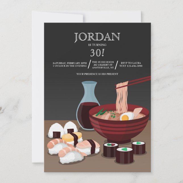 Sushi-Abendessen-Einladung Einladung (Vorderseite)