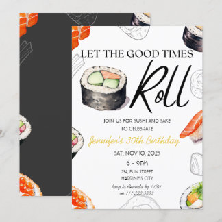 Sushi Adult Geburtstagsessen The Good Times Rolle Einladung