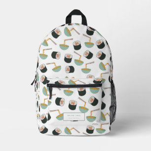 Sushi and Noodles Pattern Individuelle Name School Bedruckter Rucksack