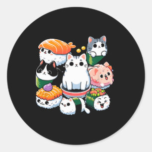 Sushi Anime Cat Sushi Lover Geschenk Runder Aufkleber