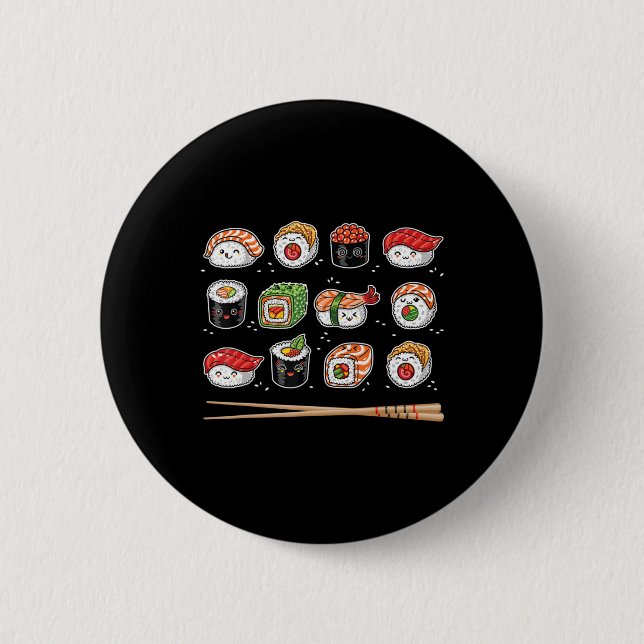 Sushi Anime Kawaii Japanese Food Lover Otaku Manga Button (Vorderseite)