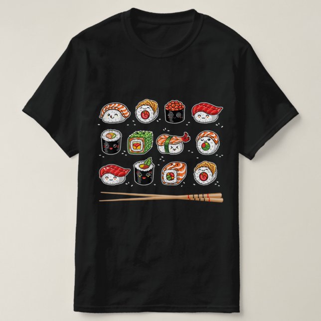 Sushi Anime Kawaii Japanese Food Lover Otaku Manga T-Shirt (Design vorne)