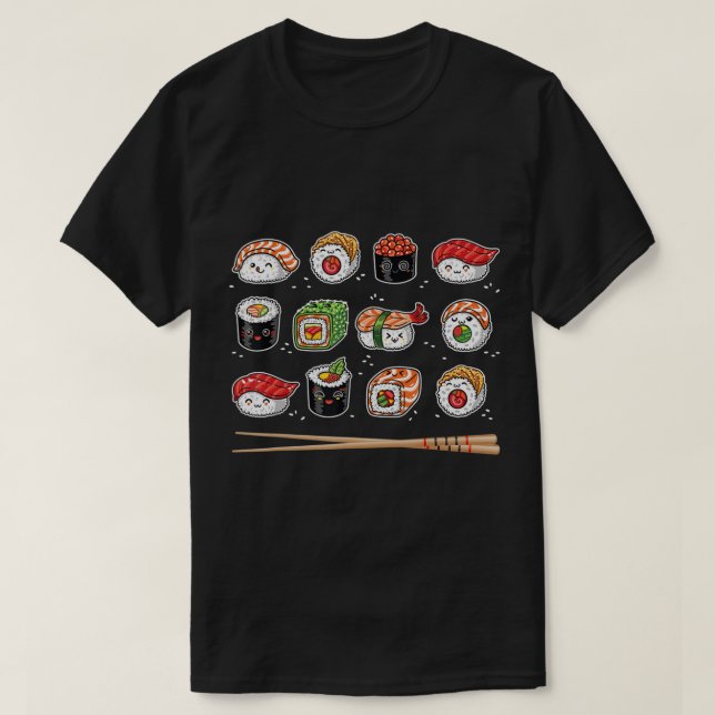 Sushi Anime Kawaii Japanese Food Lover Otaku Manga T-Shirt (Design vorne)