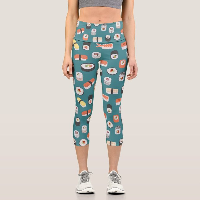 Sushi Aquamarin Green Capri Leggings (Vorderseite)