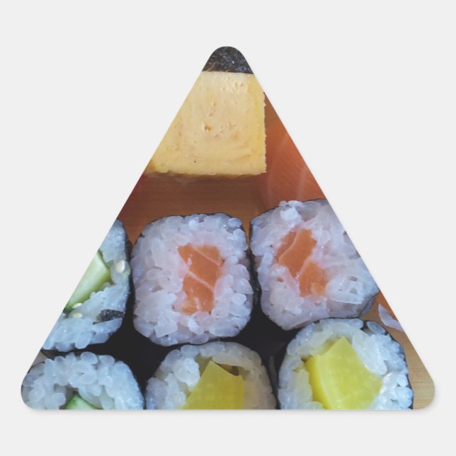 Sushi Asia Fish Rice Food Dreieckiger Aufkleber (Vorderseite)