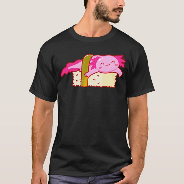 Sushi Axolotl Kawaii Anime Niedlich Pink Axolotl J T-Shirt (Vorderseite)