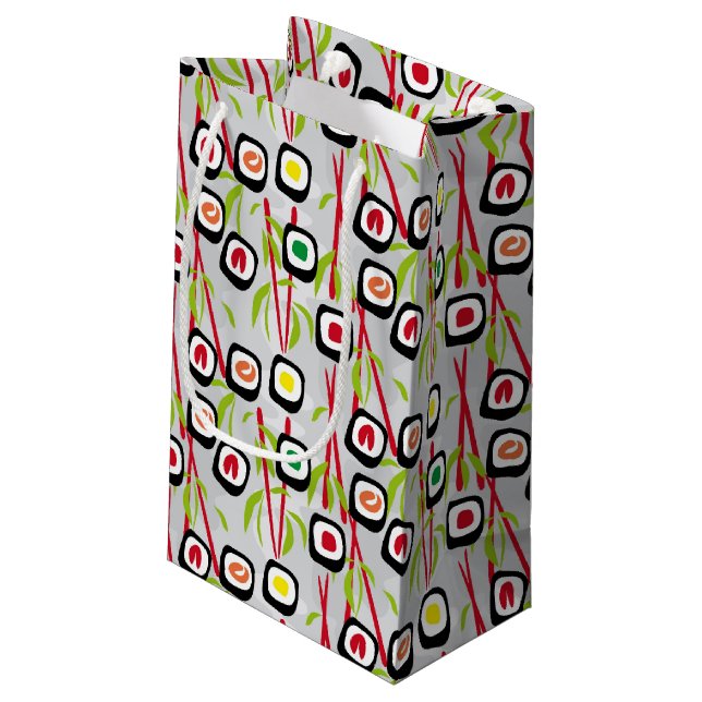 Sushi Background Kleine Geschenktüte (Rückseite Schrägansicht)