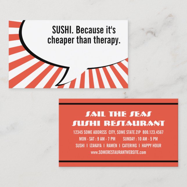 Sushi billiger als Therapie Visitenkarte (Vorne/Hinten)