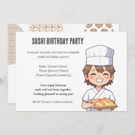 Sushi Birthday Party Invitation with Cute Anime  Einladung