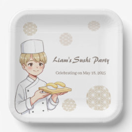 Sushi Birthday Party Invitation with Cute Anime  Pappteller