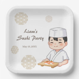 Sushi Birthday Party Invitation with Cute Anime  Pappteller