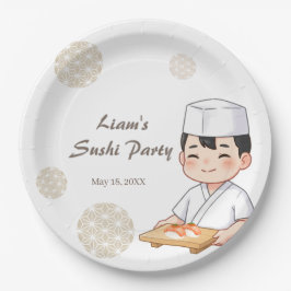 Sushi Birthday Party Invitation with Cute Anime  Pappteller