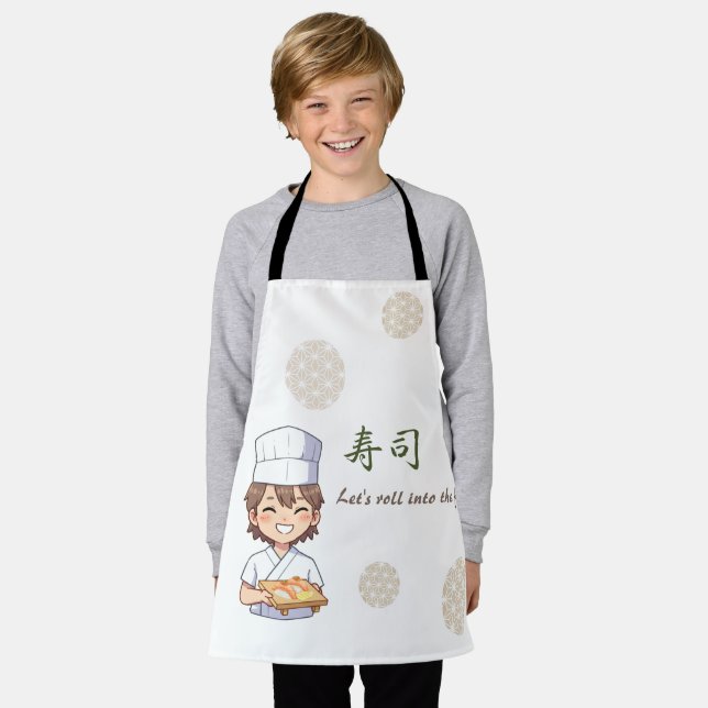 Sushi Birthday Party Invitation with Cute Anime  Schürze (Getragen)