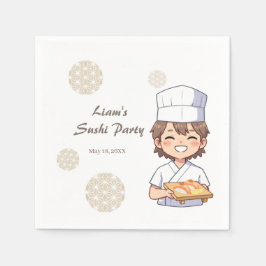 Sushi Birthday Party Invitation with Cute Anime  Serviette