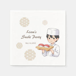Sushi Birthday Party Invitation with Cute Anime  Serviette