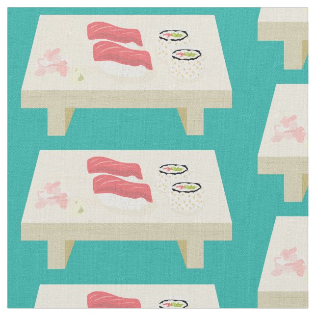 Sushi Board Muster Aquamarin Stoff (Nahaufnahme)