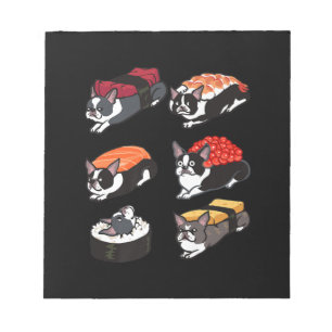 Sushi Boston Terrier Premium T-Shirt Notizblock