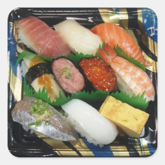 Sushi Box Japanisches Essen Quadratischer Aufkleber