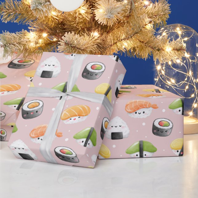 Sushi-Brötchen aus Kawaii, Sushi-Muster Geschenkpapier (Feiertage)