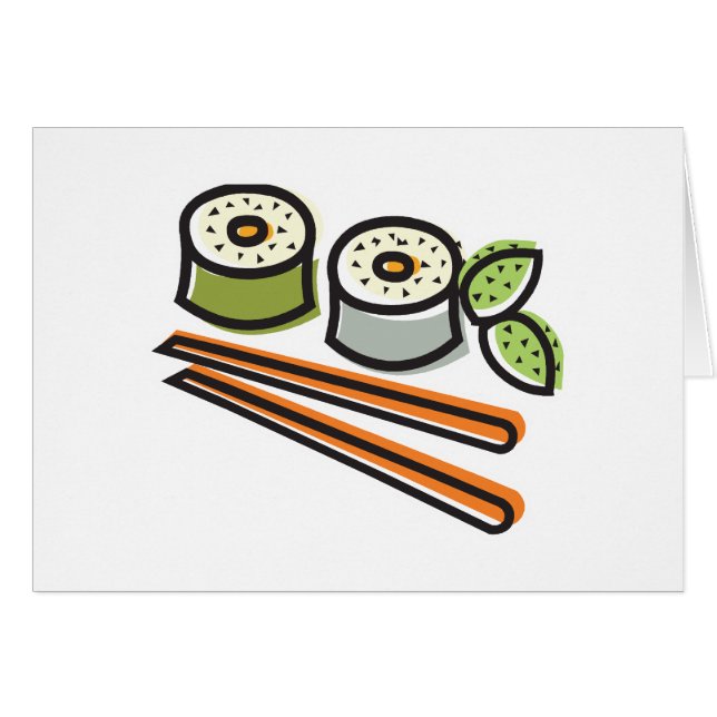 Sushi-Brötchen und Stäbchen (Vorderseite (Horizontal))