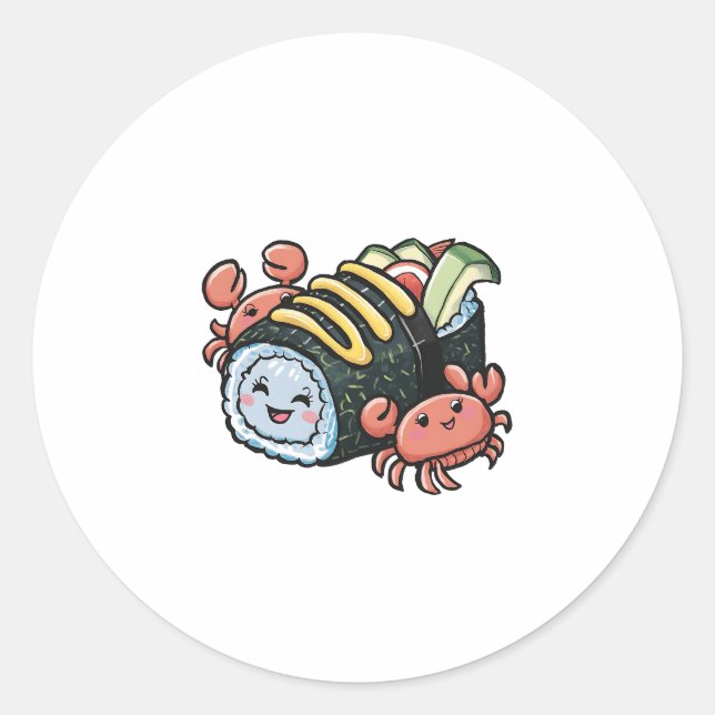 Sushi Buddies Runder Aufkleber (Vorderseite)