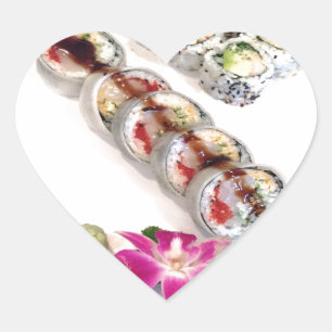 Sushi California Rolls Herz-Aufkleber