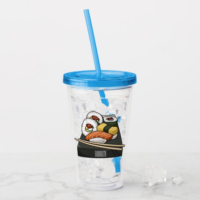 Sushi-Cartoon-Abbildung Acryltrinkbecher (Vorderseite Ice)