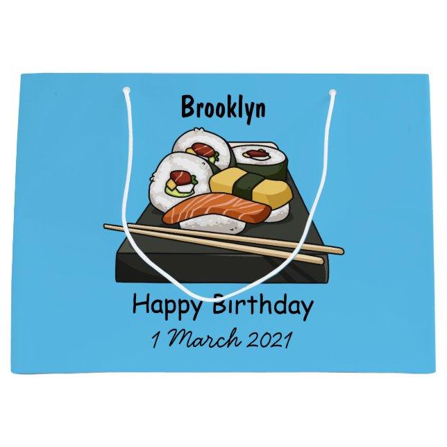 Sushi-Cartoon-Abbildung Große Geschenktüte (Vorderseite)
